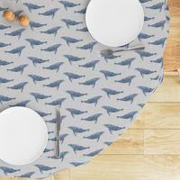 whale ocean animal whales nautical fabric grey