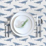 whale ocean animal whales nautical fabric grey