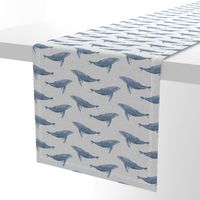 whale ocean animal whales nautical fabric grey