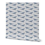 whale ocean animal whales nautical fabric grey