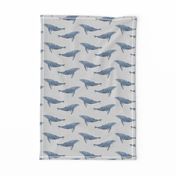 whale ocean animal whales nautical fabric grey