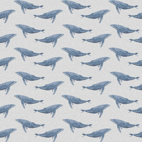 whale ocean animal whales nautical fabric grey