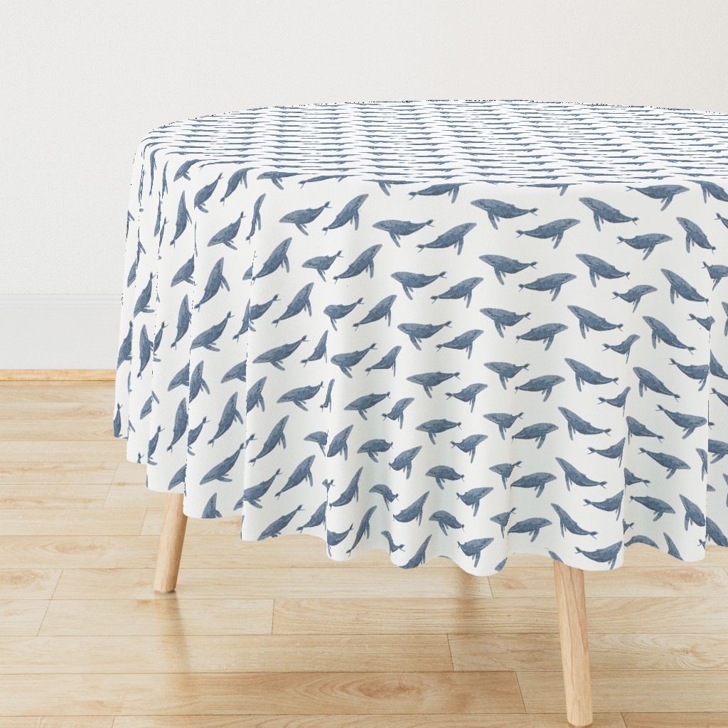 whale ocean animal whales nautical fabric white