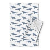 whale ocean animal whales nautical fabric white