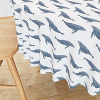 whale ocean animal whales nautical fabric white