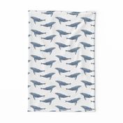 whale ocean animal whales nautical fabric white