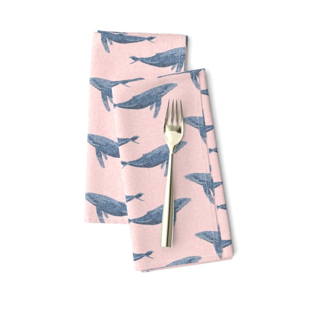 whale ocean animal whales nautical fabric pink