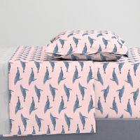 whale ocean animal whales nautical fabric pink