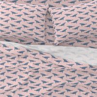 whale ocean animal whales nautical fabric pink