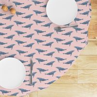 whale ocean animal whales nautical fabric pink