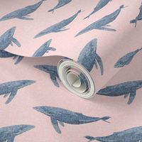 whale ocean animal whales nautical fabric pink