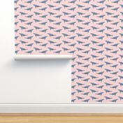 whale ocean animal whales nautical fabric pink