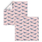 whale ocean animal whales nautical fabric pink