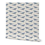 whale ocean animal whales nautical fabric stripe tan