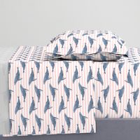 whale ocean animal whales nautical fabric stripe light pink