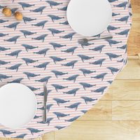 whale ocean animal whales nautical fabric stripe light pink