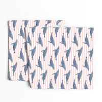 whale ocean animal whales nautical fabric stripe light pink