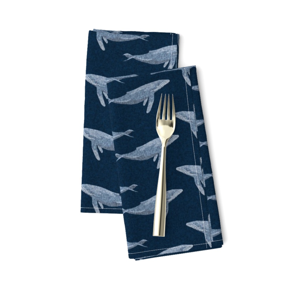 whale ocean animal whales nautical fabric navy