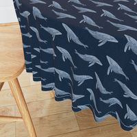 whale ocean animal whales nautical fabric navy