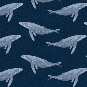 whale ocean animal whales nautical fabric navy