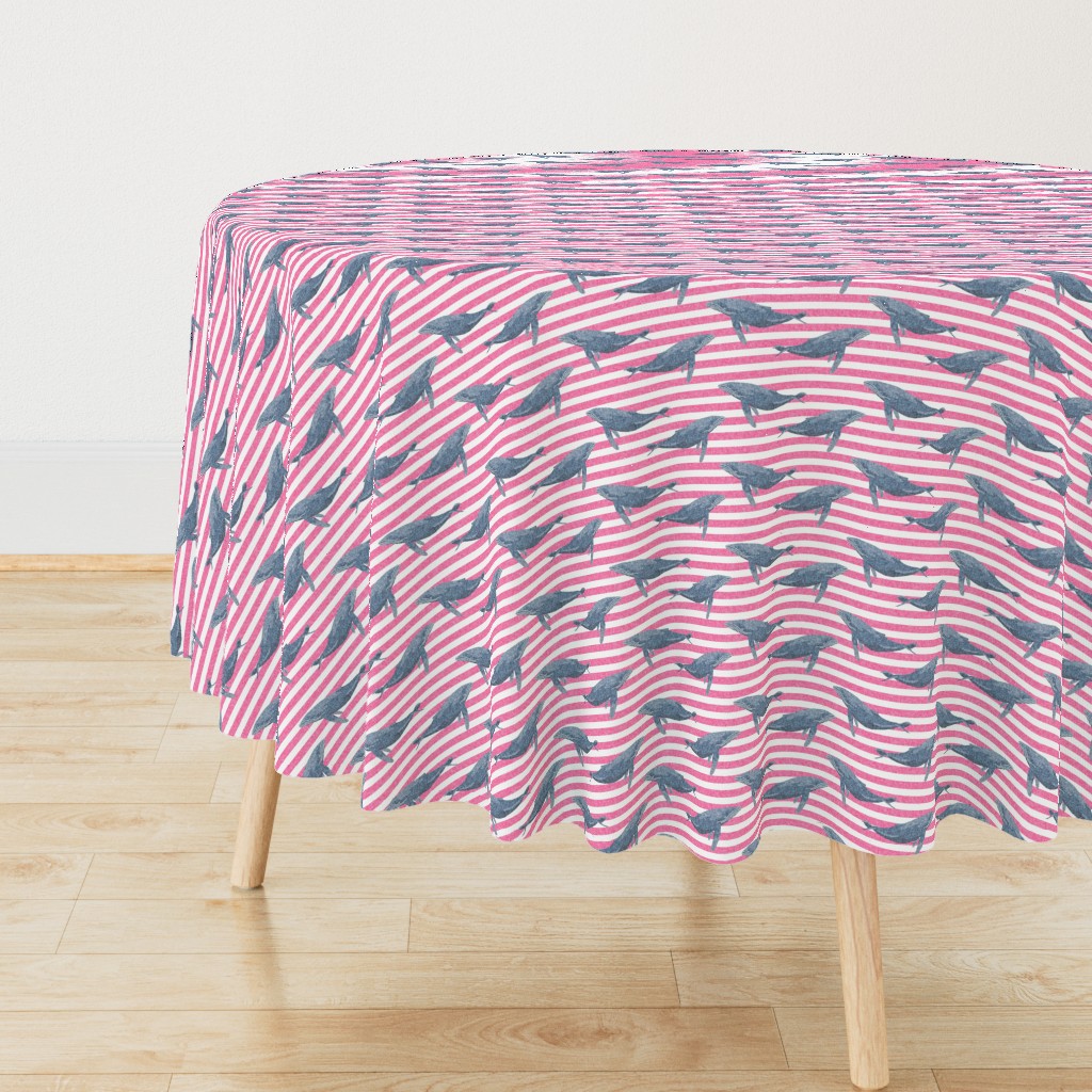 whale ocean animal whales nautical fabric stripe pink