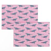 whale ocean animal whales nautical fabric stripe pink