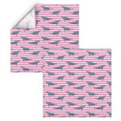 whale ocean animal whales nautical fabric stripe pink