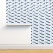 whale ocean animal whales nautical fabric stripe blue