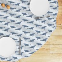 whale ocean animal whales nautical fabric stripe blue