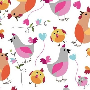 Funny chicken family pattern 