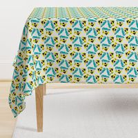 1950s Style Fox Terrier in Blue and Yellow