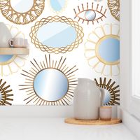 Retro Rattan Midcentury Mirrors in Natural