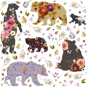 4" Autumn Floral Patchwork Bears