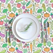 Vegetables Food Doodle on White