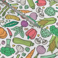 Vegetables Food Doodle on White