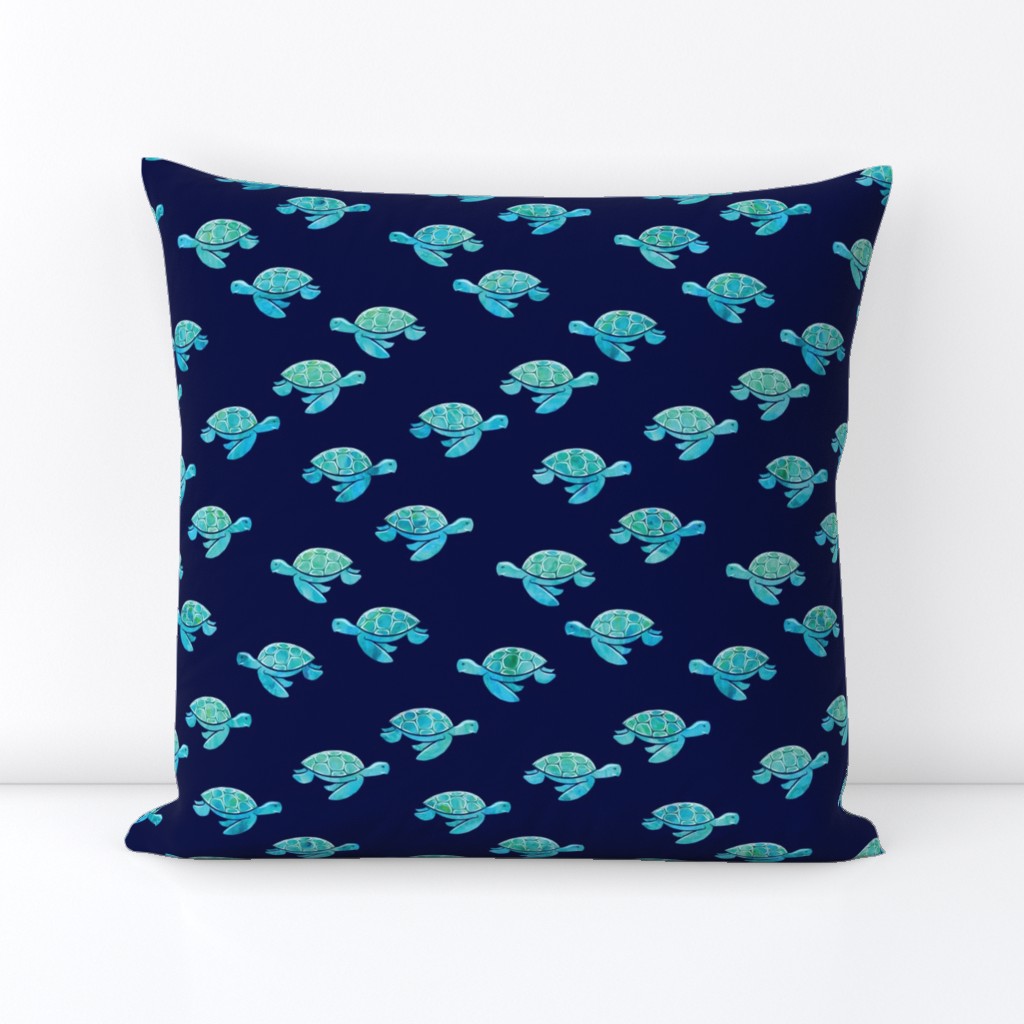 sea turtle - aqua on blue