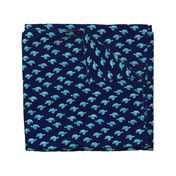 sea turtle - aqua on blue