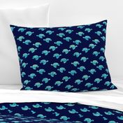 sea turtle - aqua on blue