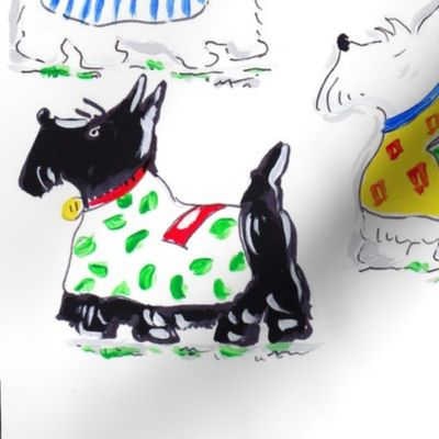 Scottie & Westie Dogs with Coats