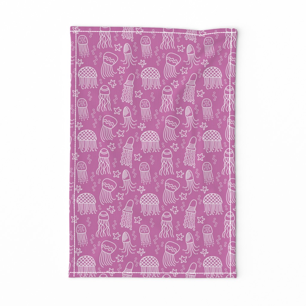 Jellyfish doodle white on pink