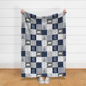 adventure wholecloth quilt top (navy and grey) C18BS