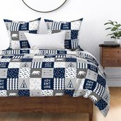 adventure wholecloth quilt top (navy and grey) C18BS