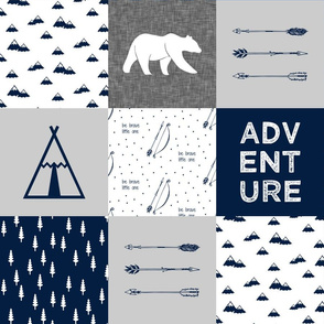 adventure wholecloth quilt top (navy and grey) C18BS
