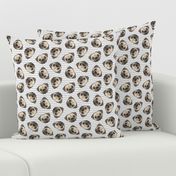 Pugs on grey stripes - pug cute dog face