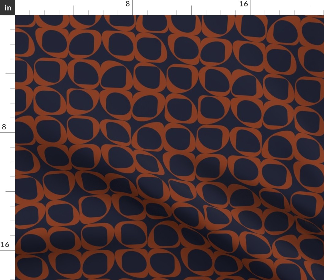 Geometric Pattern II - Navy and Rust 