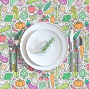Vegetables Food Doodle on Light Grey