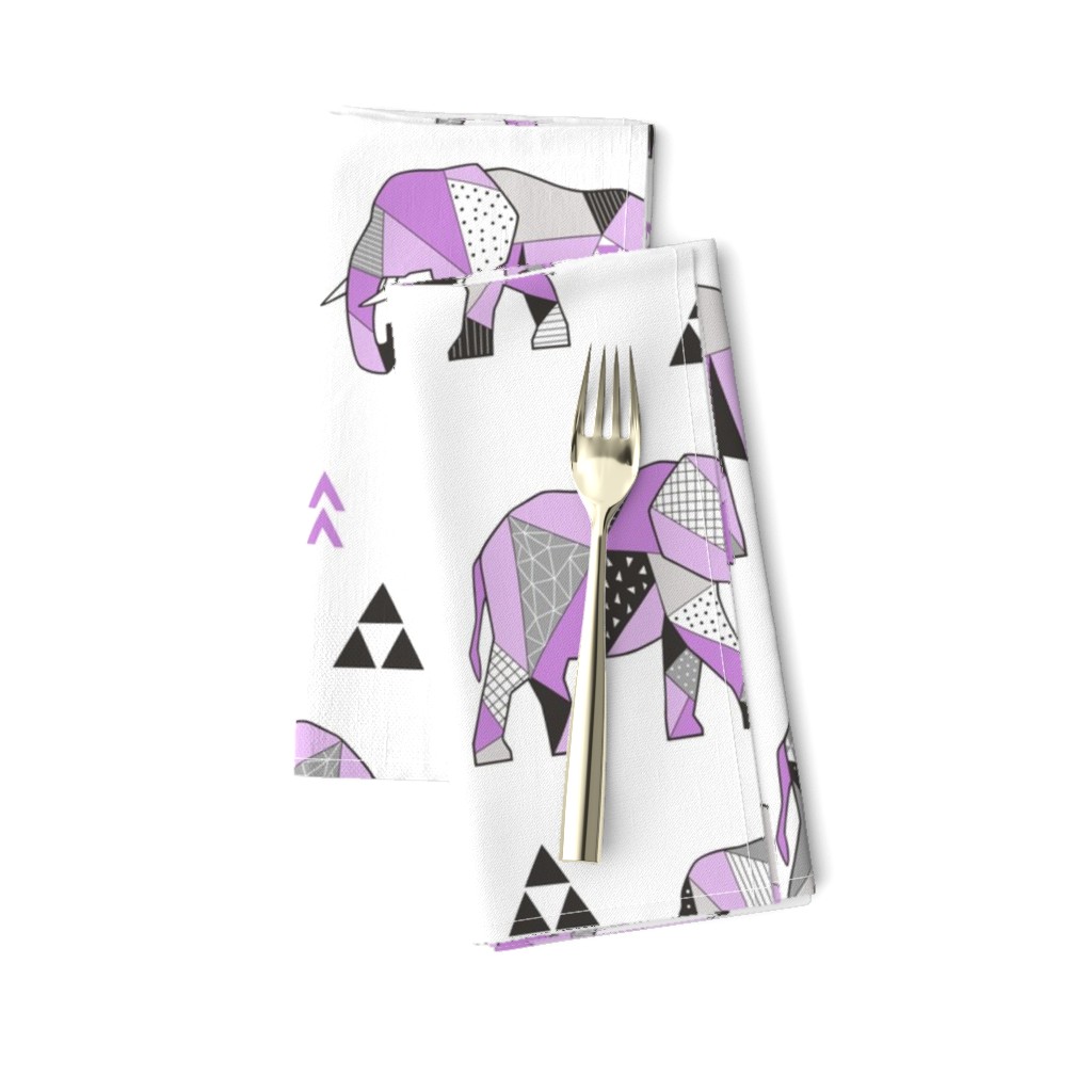 Elephants Geometric with Triangles Purple Lilac Large 6 inch