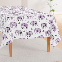 Elephants Geometric with Triangles Purple Lilac Large 6 inch