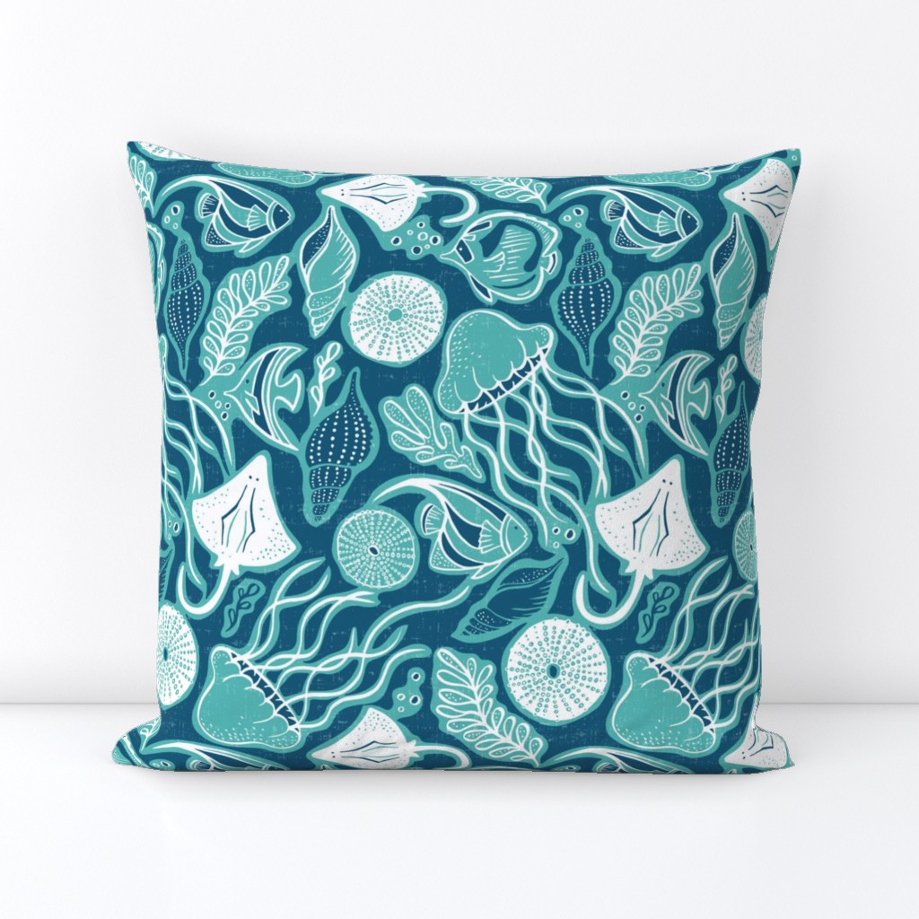 Sea Life - Navy Blue & Aqua