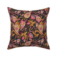 Magenta and Gold Paisley